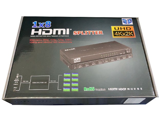 &+  HDMI SPLITTER 1 X 8 DUPLICA HD 4Kx2K 3D (7304)